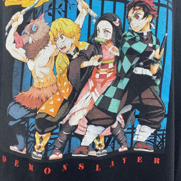 Mens Demon Slayer Black T Shirt 2XL Graphic Animated Series Cotton Short Sleeve - Picture 4 of 8